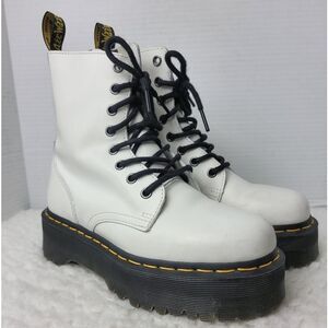 Dr. Martens Jadon Women's Boots Size 6.5  White Leather Platform Lace Up Shoes